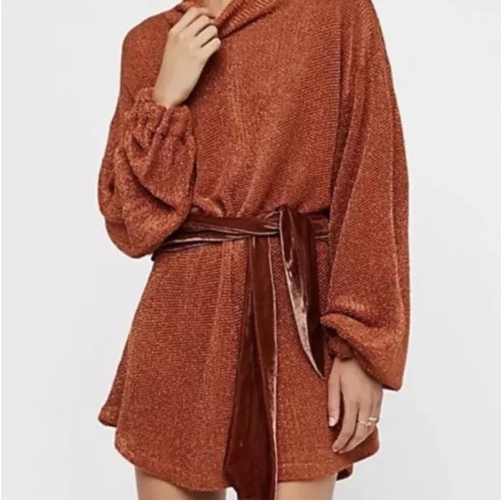 NWT Rare Free People Pumpkin Spice Metallic Dress XS - Picture 2 of 2
